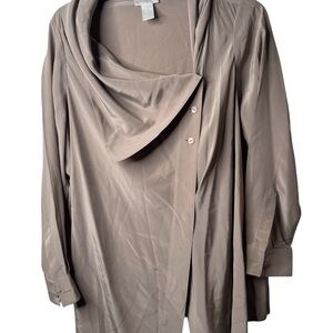 Soft Surroundings Taupe Drape Neck Top